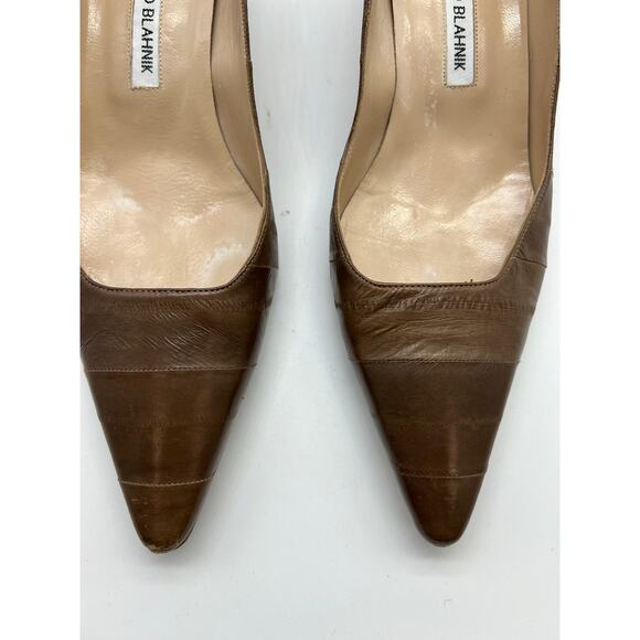 Manolo Blahnik Brown Kitten Heels EU size 40 - Picture 3 of 8